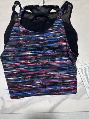 lululemon athletica Striped Black, Blue & Pink Athletic Tank